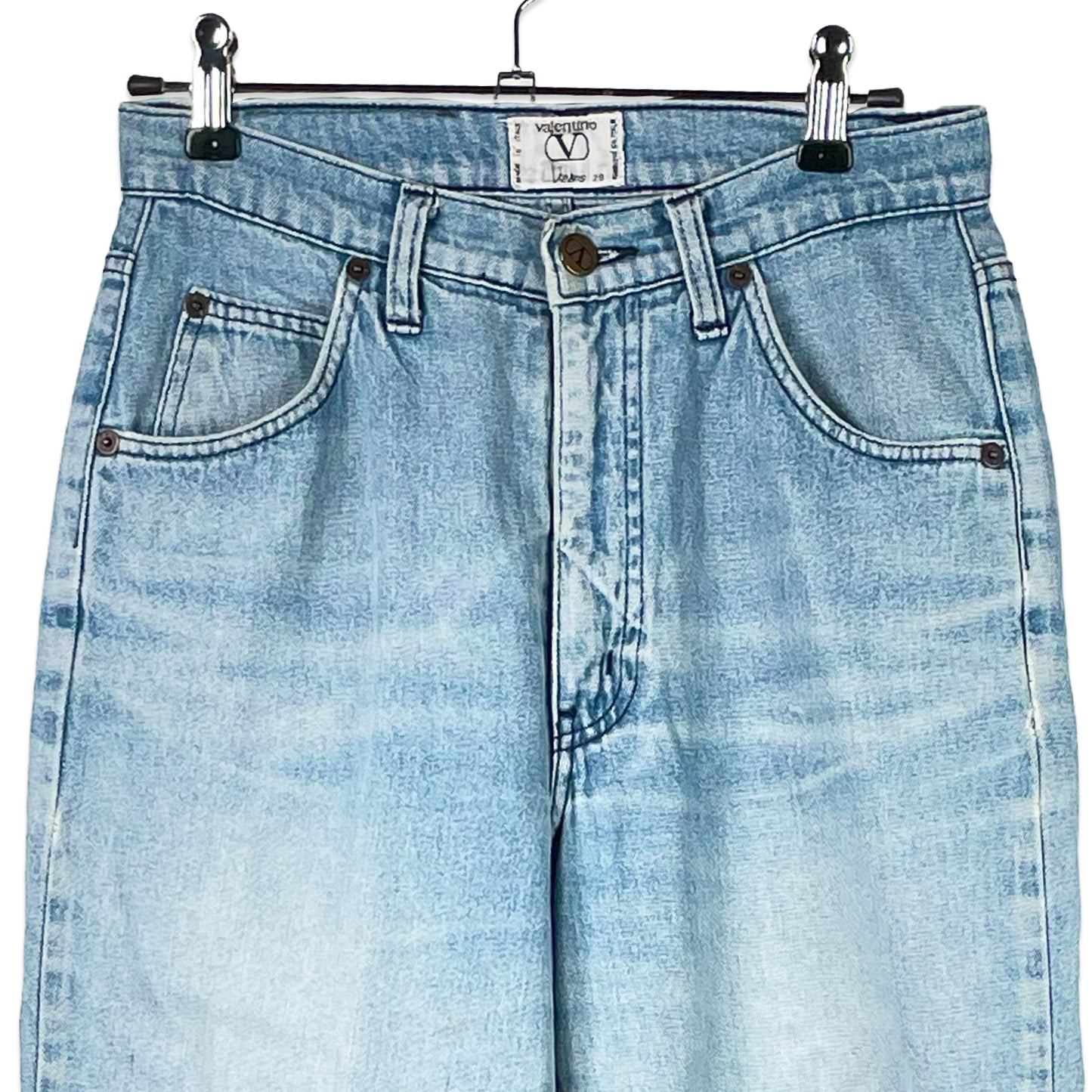 Valentino High Waisted Denim Jeans Light Blue -29