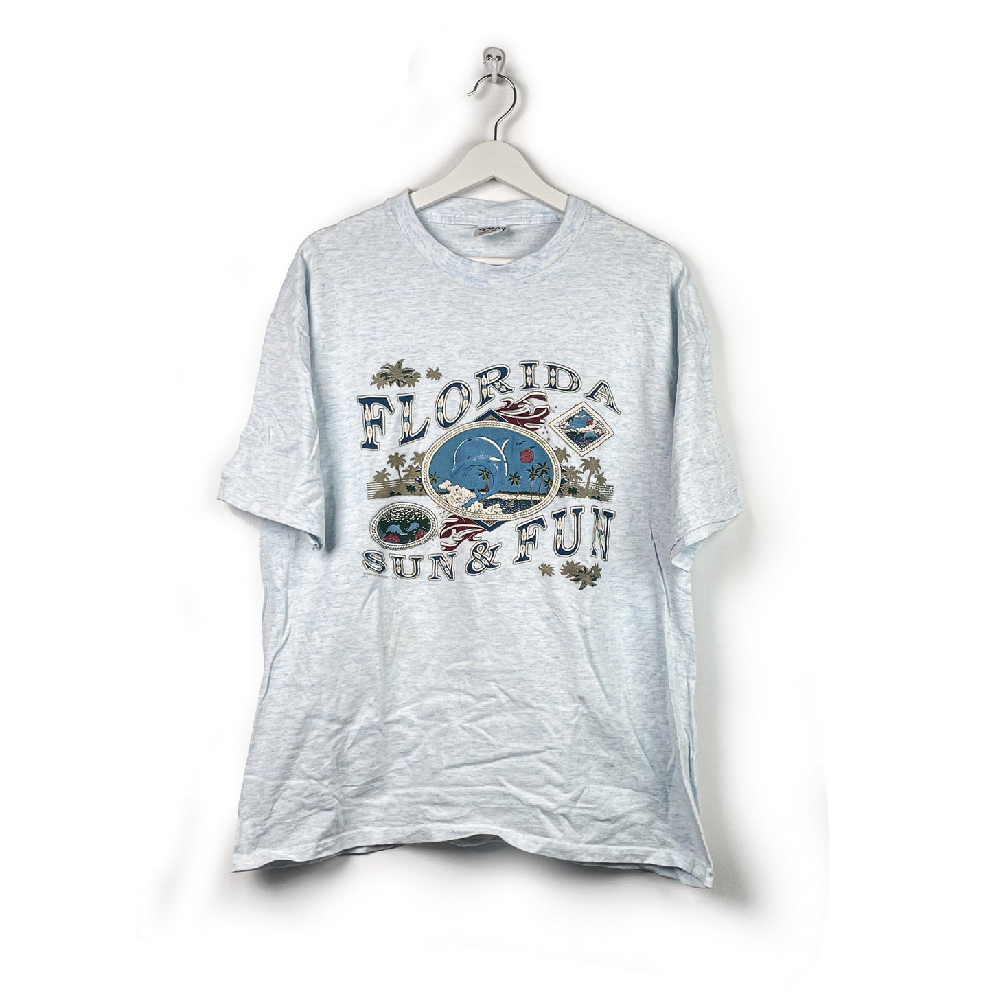 True Vintage 90s T-Shirt Grau/Blau-XL