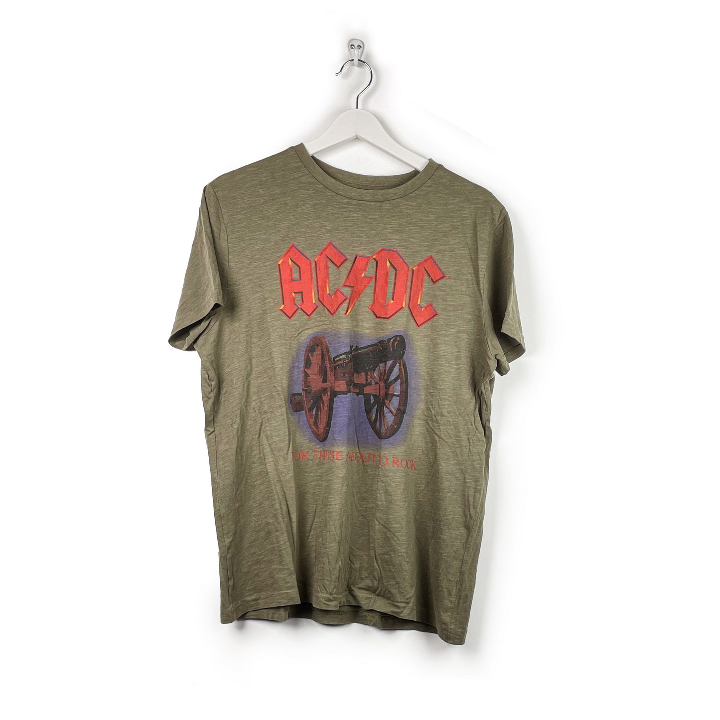 Vintage 80s Band T-Shirt ACDC Khaki-L