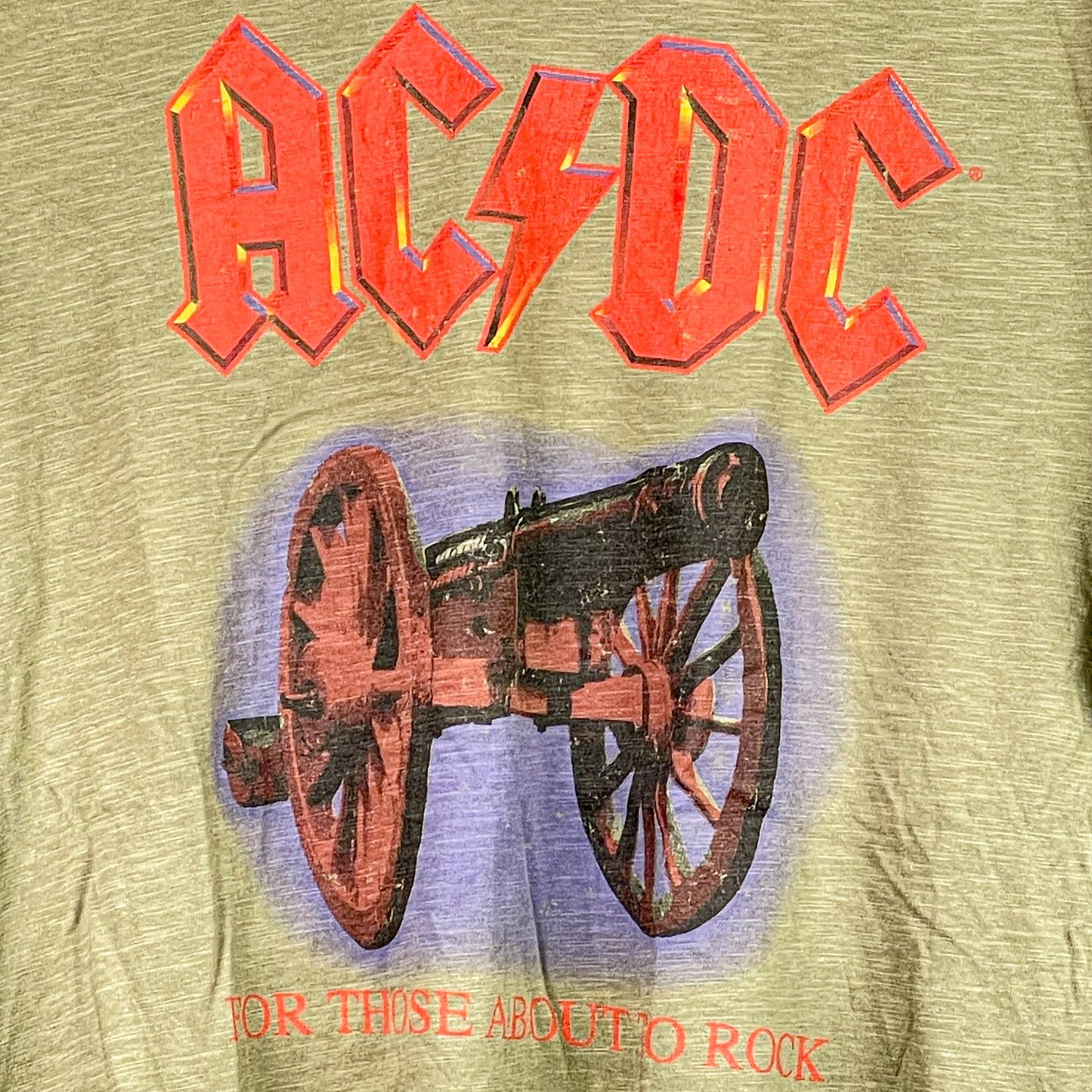 Vintage 80s Band T-Shirt ACDC Khaki-L