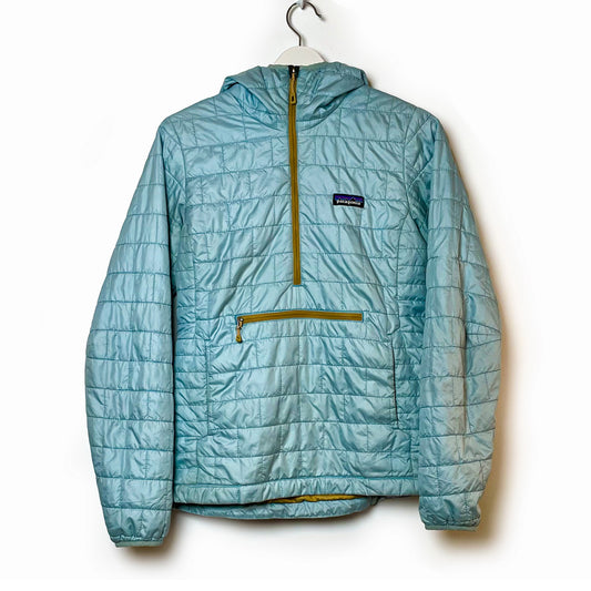 Patagonia Half Zip Puffer Jacket Women Grau/Blau-S